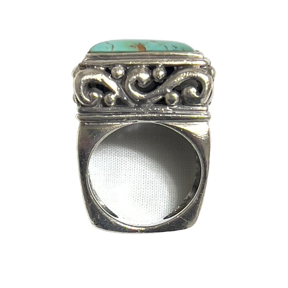 Ornate Filigree BARSE Sterling Silver 925 Turquoise Ring Sz 6.5 - Picture 8 of 11